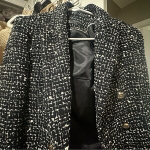 Zara Black and White Tweed Blazer